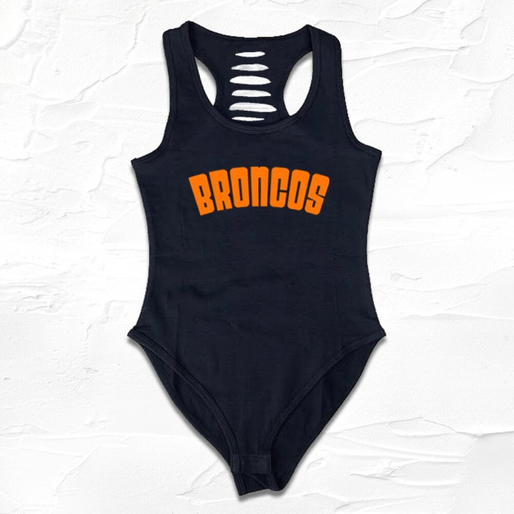 Womens Orange Black Bronco gameday bodysuit, Denver Gift ideas, Football Shirts